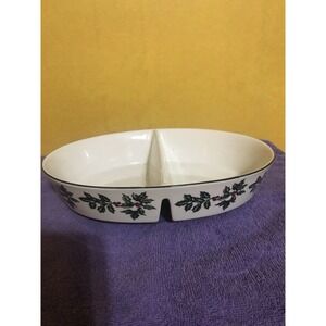 Formalities by‎ Baum Bros. Porcelain Divided Dish-Holly Collection-Christmas